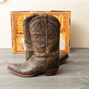Tony Lama Women's Leather Cowboy Boots Sierra Goldrush Sz 8B Brown
